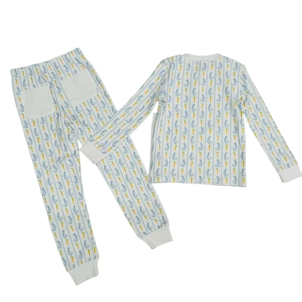 NWT Smockingbird Size 7 Blue Bunny Knit PJs